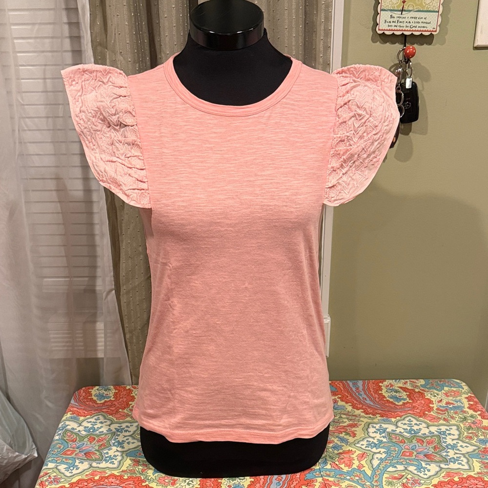 Pepin Light Pink Ruffle Sleeve Tee
